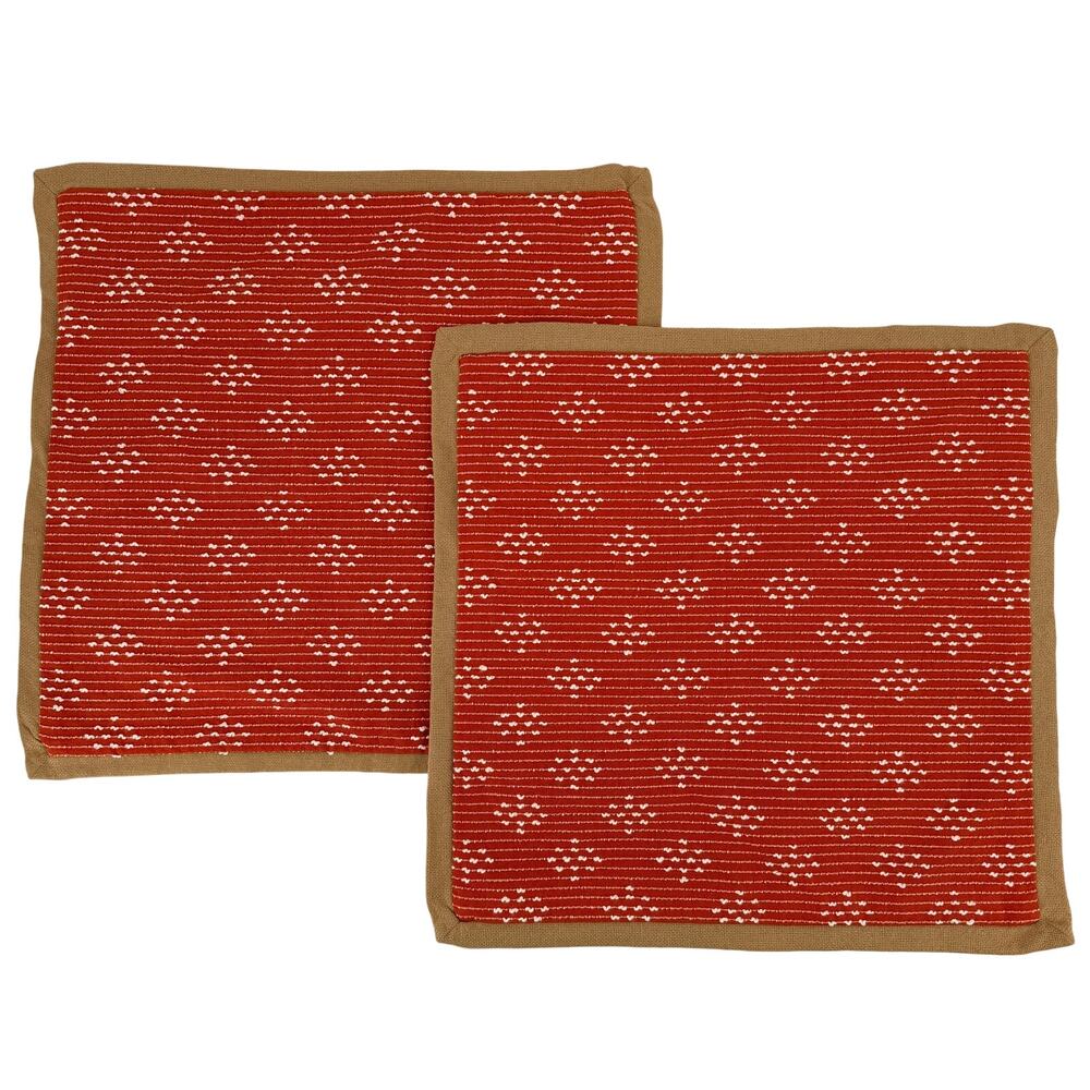 Loloi Set of 2 20x20 Orange Tan Textured Pillow Shams Covers Boho